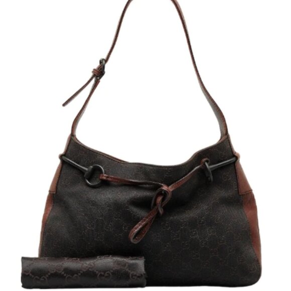 Gucci 101975 Brown Drawstring Horsebit Shoulder Bag - Picture 1 of 16